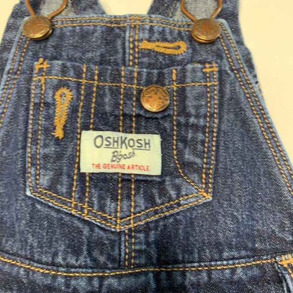 OshKosh B'gosh Vestbak Size 9M Overalls Denim Pants Flannel Lining Hearts Snaps - Picture 4 of 8